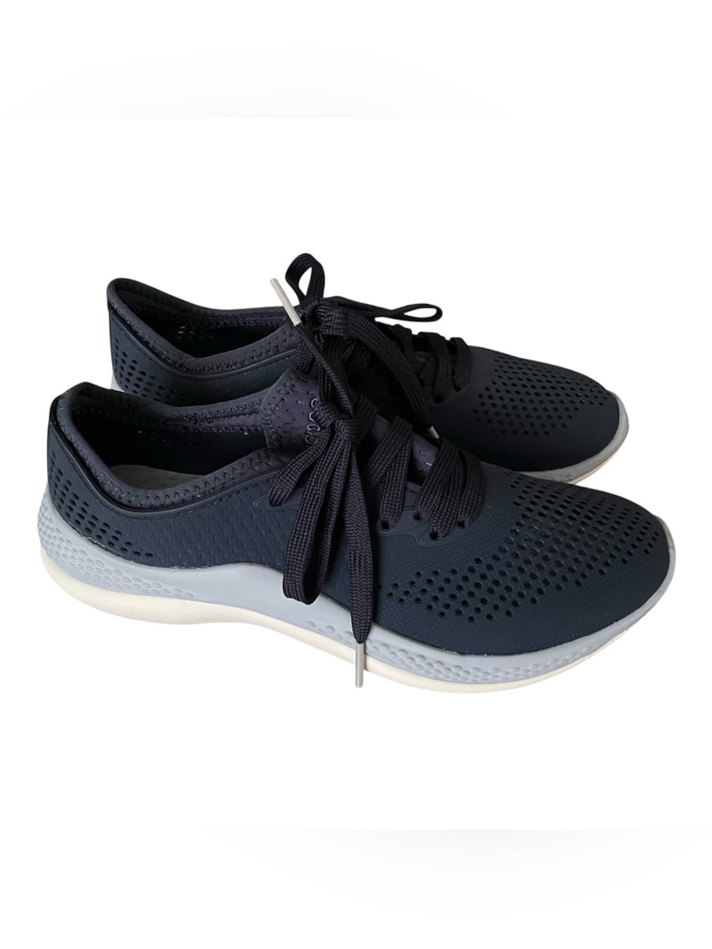 Crocs Literide 360 Pacer Lace Up Navy Blue Gray Sneaker Shoes 206705 Womens SzW8